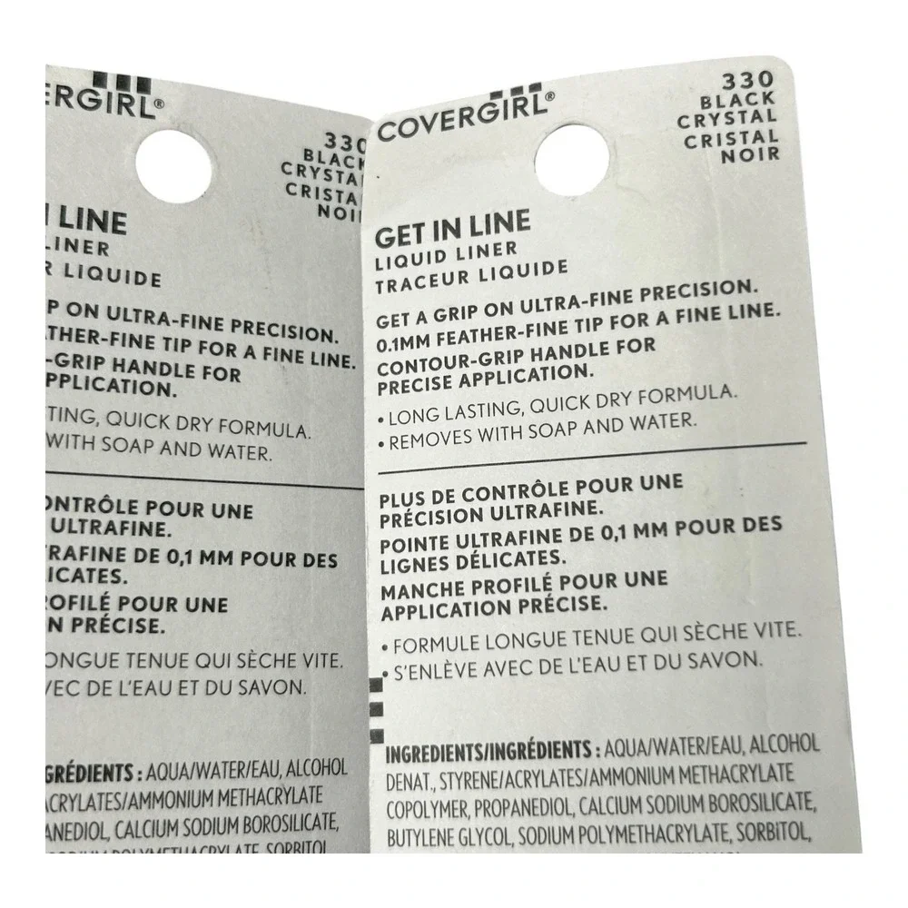 Covergirl Get In Line Liquid Eyeliner Feather‎ Fine Tip 330 Black Crystal Set 2